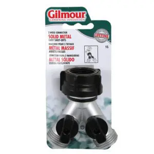 Gilmour® Solid Metal 2 Hose Connector with Shut-offs