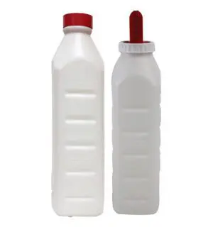 Ez calf nurser bottle with nipple snap on and scew on