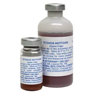 Tetanus Antitoxin Colorado Serum Company (1 ds) , (1500 units) and (10 ds) , (15,000 unit).