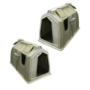 Calf-Tel Deluxe II Outdoor Hutch Kit left feed and right feed.