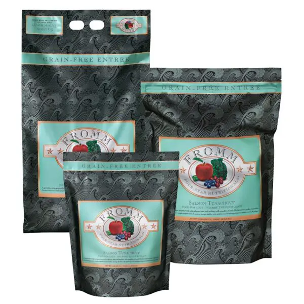 Four Star Nutritionals Salmon Tunachovy Cat Food 2 lb, 5 lb and 15 lbsbag sizes.