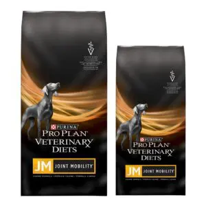 JM Joint Mobility Dry Dog Food 18 and 32 pound bag sizes.