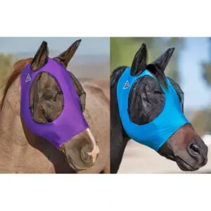 Comfort Fit Lycra Fly Mask Pacific Blue and Purple