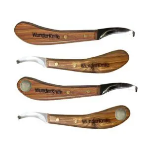 Curved Blade Hoof Knife with Wood Handle by Wunderknife