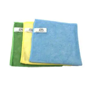 microfiber cloth in a blue, green and yellow for cleaning and udder heatlh.