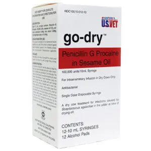 Go-dry penicillin g procaine for dry cows to treat mastitis