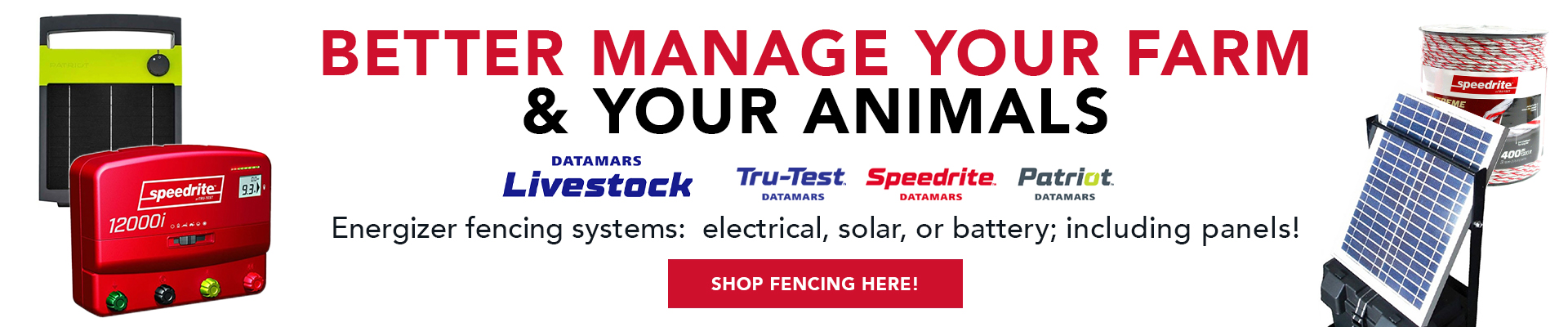 Shop popular fencing supplies to keep your cattle & livestock secure. Multiple types of electrice & solar fencers available